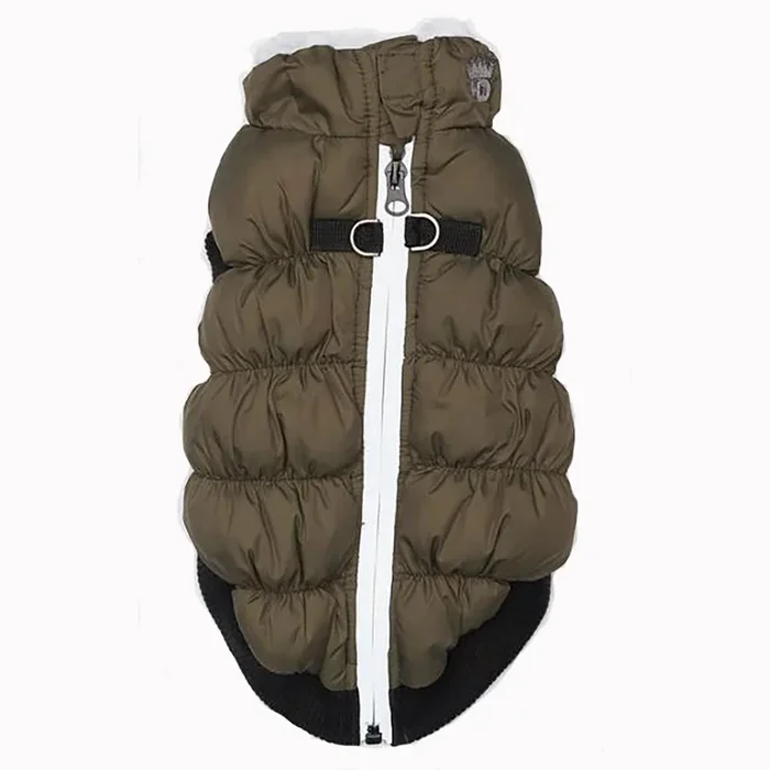 Hip Doggie Crown Puffer Dog Vest – Olive