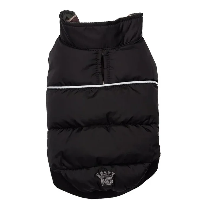 Hip Doggie Flex-Fit Reversible Puffer Dog Vest – Black/Camo