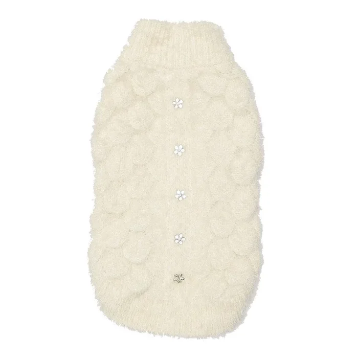 Hip Doggie Mohair Blossom Knit Dog Sweater – Cream