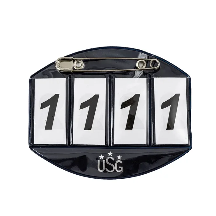 Horse start number with 4-digit safety pin USG