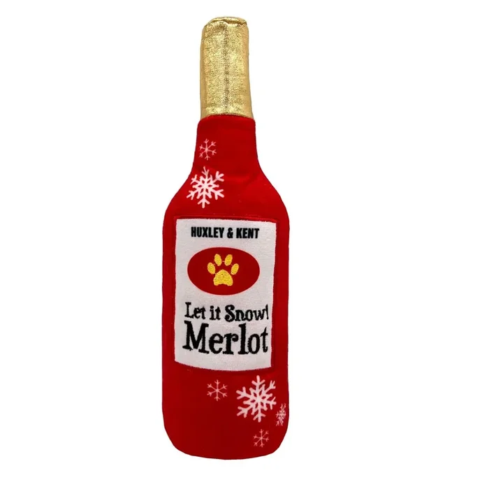 Huxley & Kent Holiday Power Plush Dog Toy – Let It Snow Merlot
