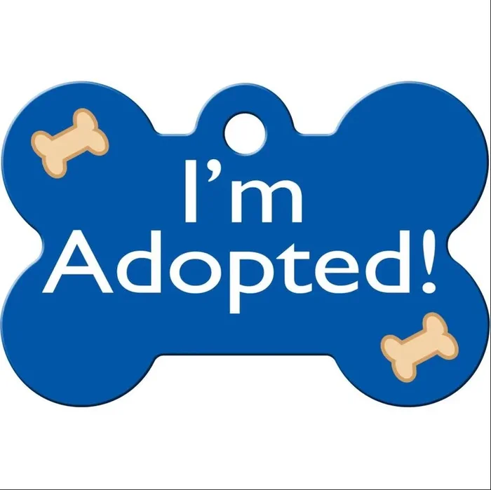 I’m Adopted Bone Large Engravable Pet I.D. Tag – Blue
