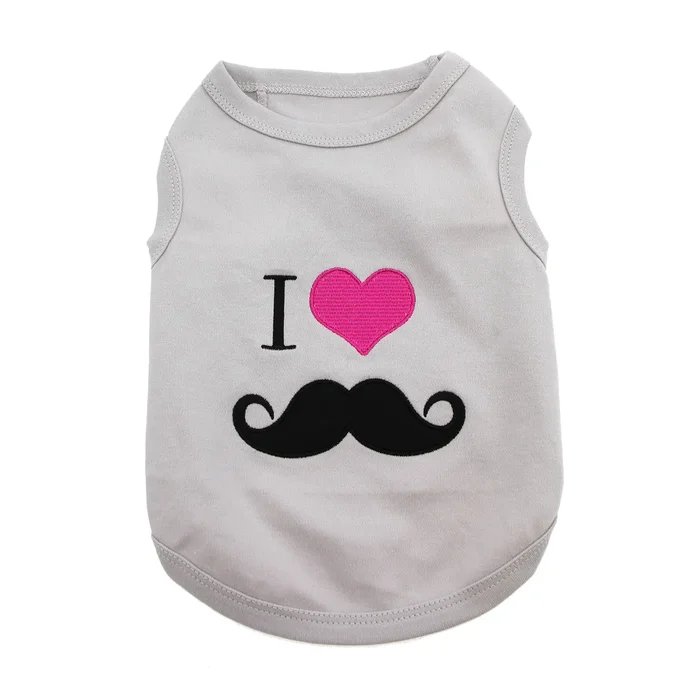 I Heart Mustache Dog Tank – Gray