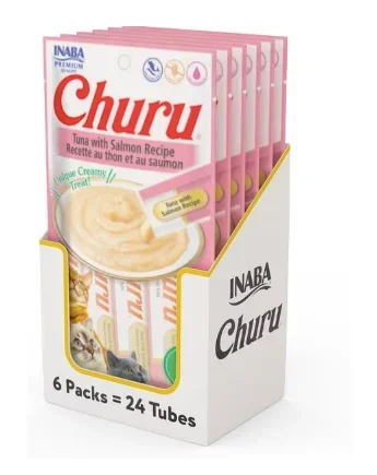 Inaba Churu Creamy Tuna with Salmon Cat Treat, 4 x .5 oz tubes