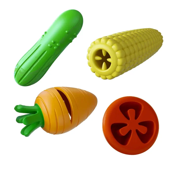 Jeffers Veggies Natural Rubber Dog Chew Toys, 4 pc, Medium
