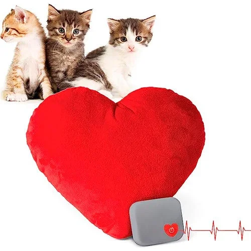 K&H PET MOTHER’S HEARTBEAT PLUSH HEART SMALL PILLOW KITTEN HEARTBEAT RHYTHM RED 6 X 5″