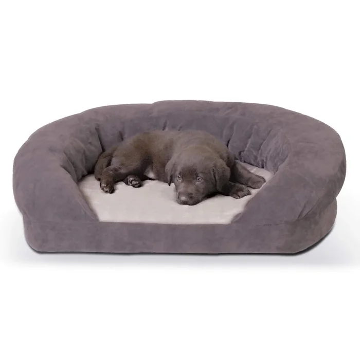 K&H Pet Products Orthopedic Bolster Sleeper Dog Bed, Gray, Medium, 30″