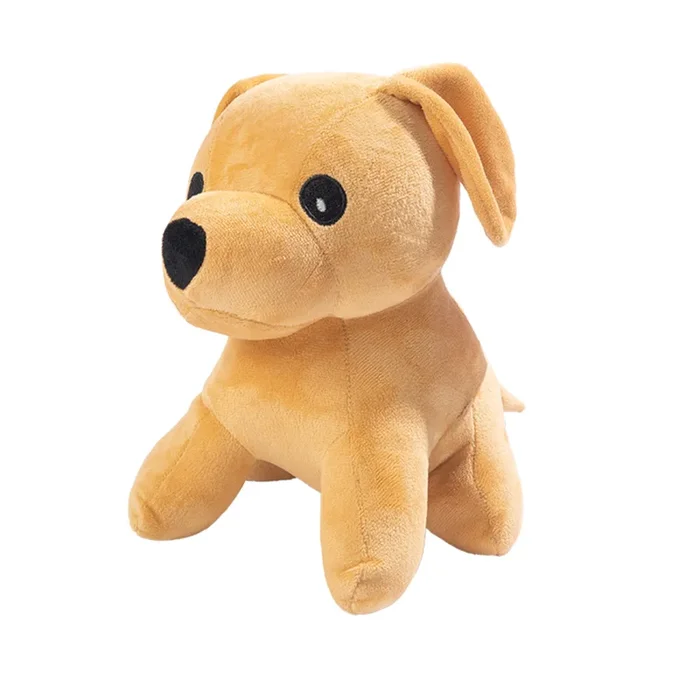 Kibbo Non Toxic & Durable Soft Stuffed Dog Shaped Chew Toy for Dogs and Cats (Brown)