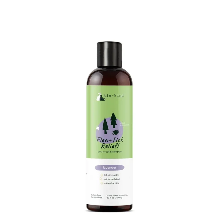kin+kind Flea + Tick Relief Shampoo Lavender, Biobased Dog 12 oz