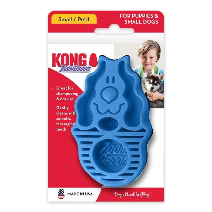 KONG Zoomgroom Rubber Dog Brush Boysenberry Small