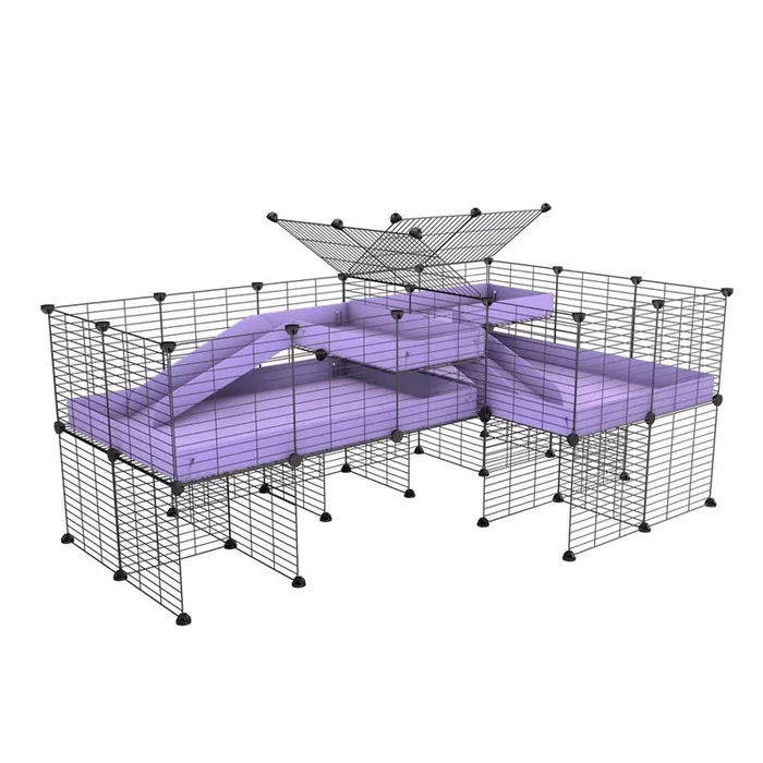 L-Shape 6×2 C&C Cage with Divider, Loft & Stand