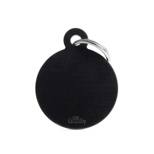 Large Black Circle Aluminum Tag
