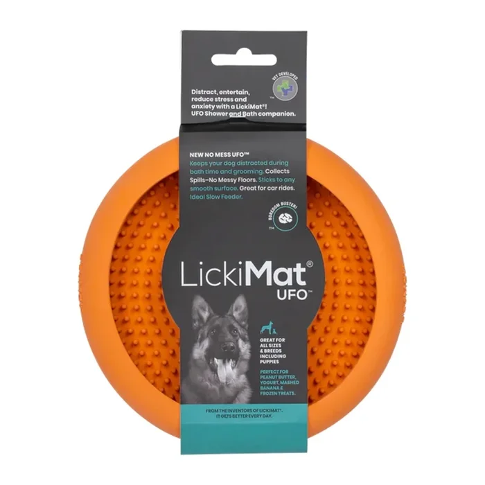 LickiMat UFO Suction Pet Feeder – Orange