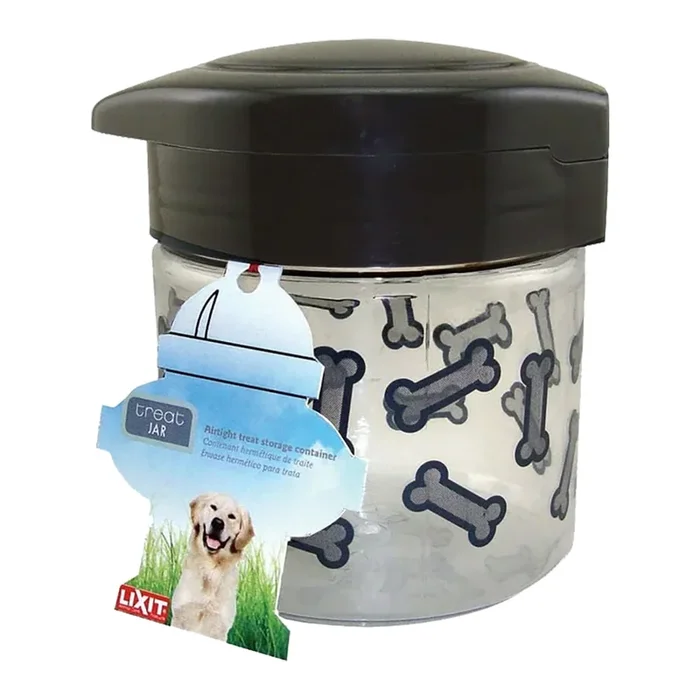 Lixit Dog Treat Jar Container Grey Clear Small