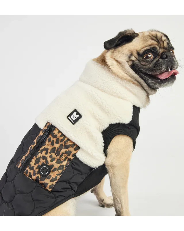 Loki Sherpa + Leopard Quilted Dog Jacket((FINAL SALE))