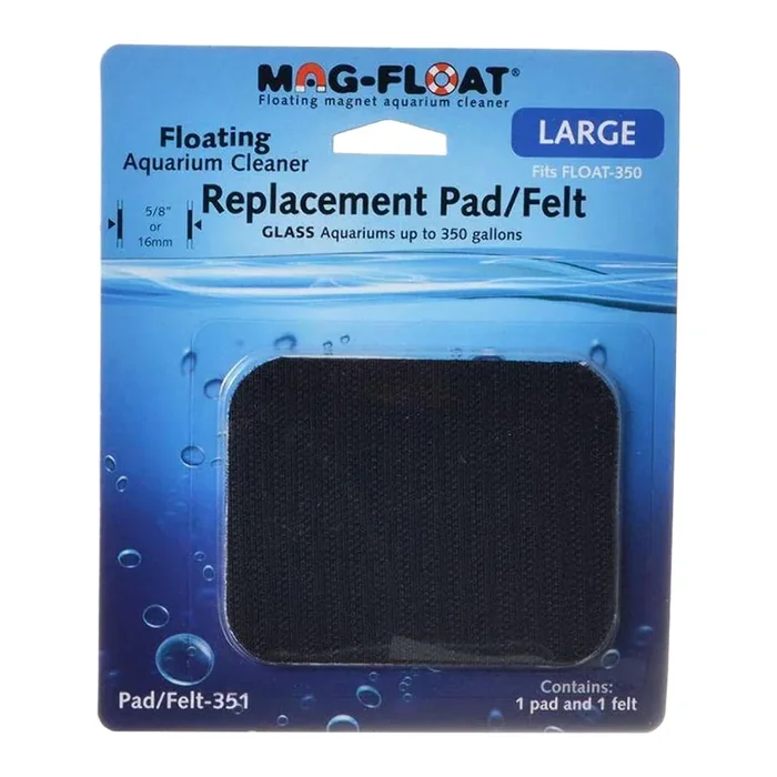 Mag-Float Replacement Pad/Felt Floating Magnet Cleaner for Glass Aquariums Black Large