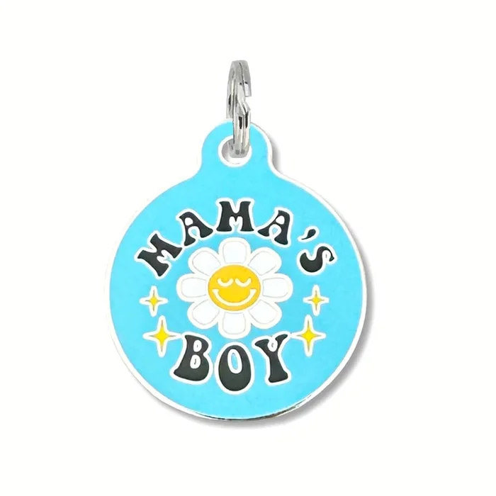 Mama’s Boy – Enamel Dog ID Tag with Personalized QR Code –
