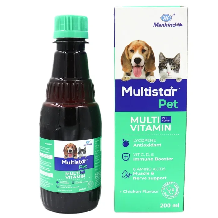 Mankind Multistar Pet Syrup Multivitamin Supplements for Dogs and Cats (200ml)
