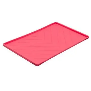 Messy Mutts Silicone Bowl Mat With Raised Edge Red