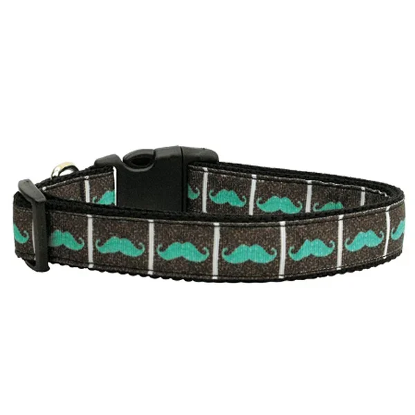 Moustache Dog Collar – Aqua