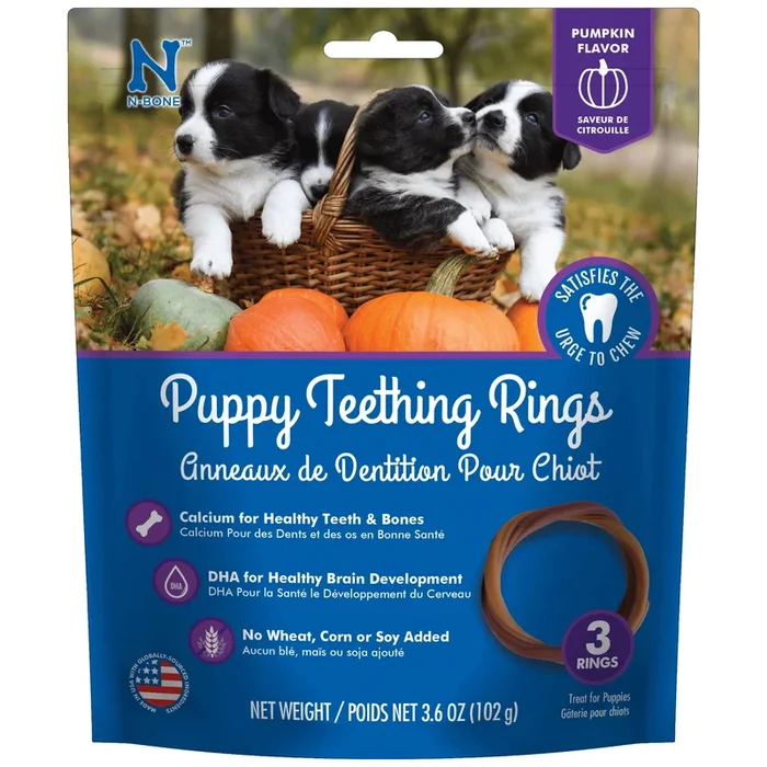 N-Bone Puppy Teething Rings Pumpkin 3 Count 3.6-oz