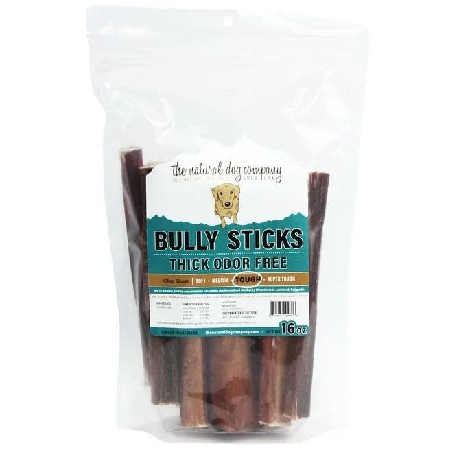 Natural 6″ Thick Bully Sticks odor free 16oz