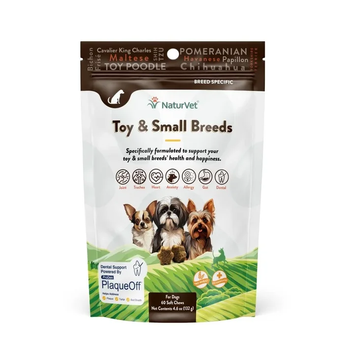 NaturVet Breed Specific Toy & Small Breeds Soft Chew Supplement for Dogs 60 Count 4.6-oz