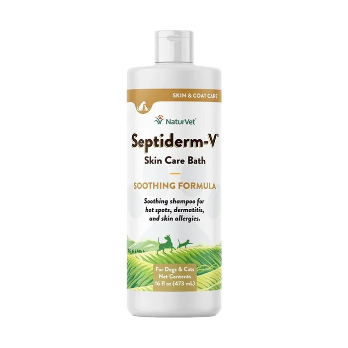 NaturVet Septiderm-V Skin Care Bath Soothing Formula Shampoo for Dogs & Cats 16-oz
