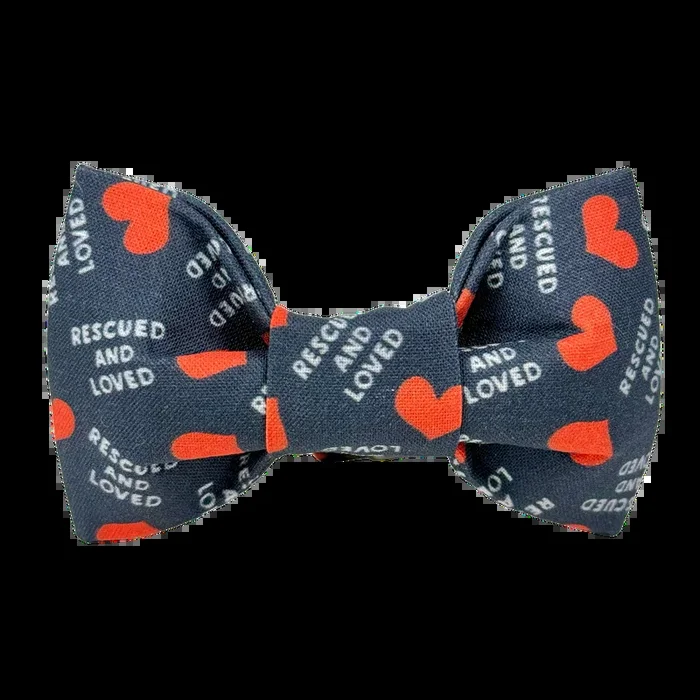 Navy Blue Rescued and Loved Dog Bow Tie – 1017