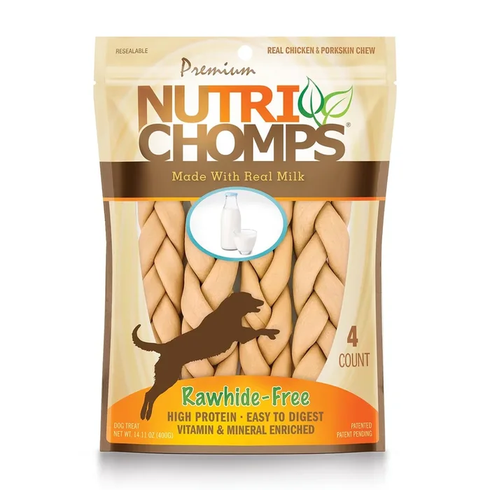 NutriChomps 9” Milk Flavor Braid Dog Chews, 4 ct