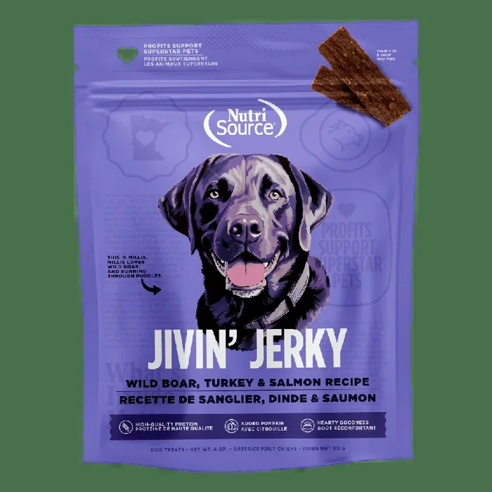 Nutrisource Wild Boar, Turkey, and Salmon Jivin Jerky for Dogs
