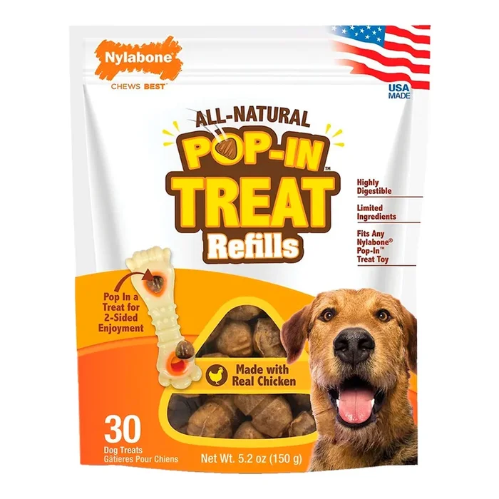 Nylabone All-Natural Pop-In Dog Treat Refills Chicken 30 Count 5.2-oz