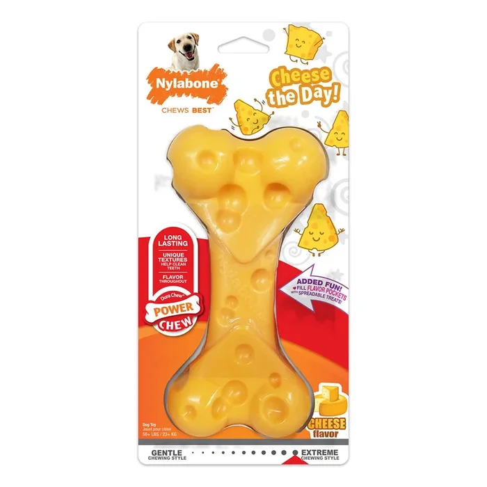 NYLABONE POWER CHEW CHEESE BONE LG NCBG404P