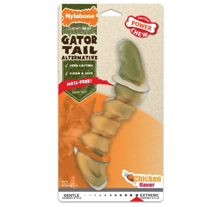 Nylabone Power Chew Gator Alternative Toy For Dogs (Green, Beige)