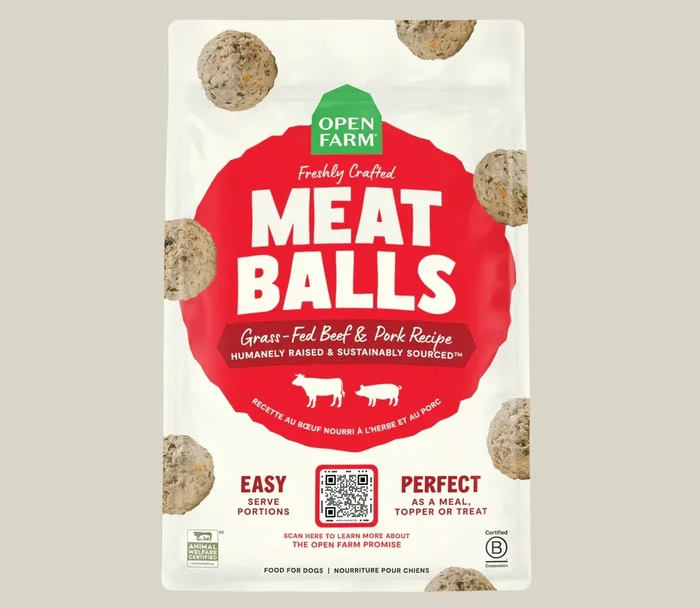 Open Farm Frozen Grass-Fed Beef & Pork Freshly Crafted Meatballs for Dogs