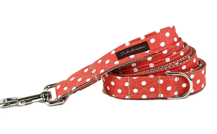 Orange/White Polka Dot 6ft Dog Leash – 510