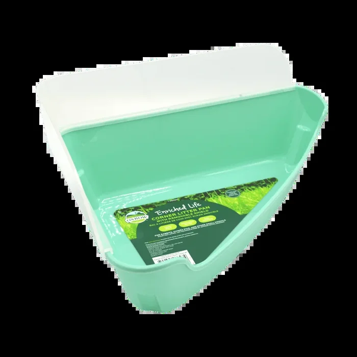 Oxbow Animal Health Enriched Life – Corner Litter Pan with Removable Shield