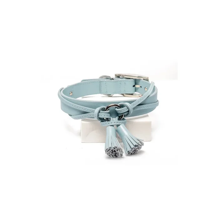 Paris Leather Dog Collar Powder Blue