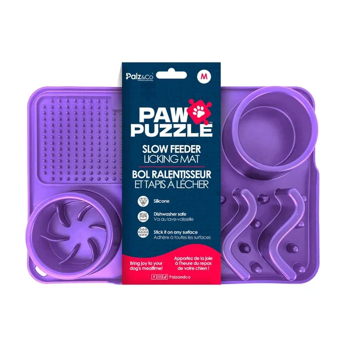 Paw Puzzle Silicone Slow Feeding Mat – Medium Purple