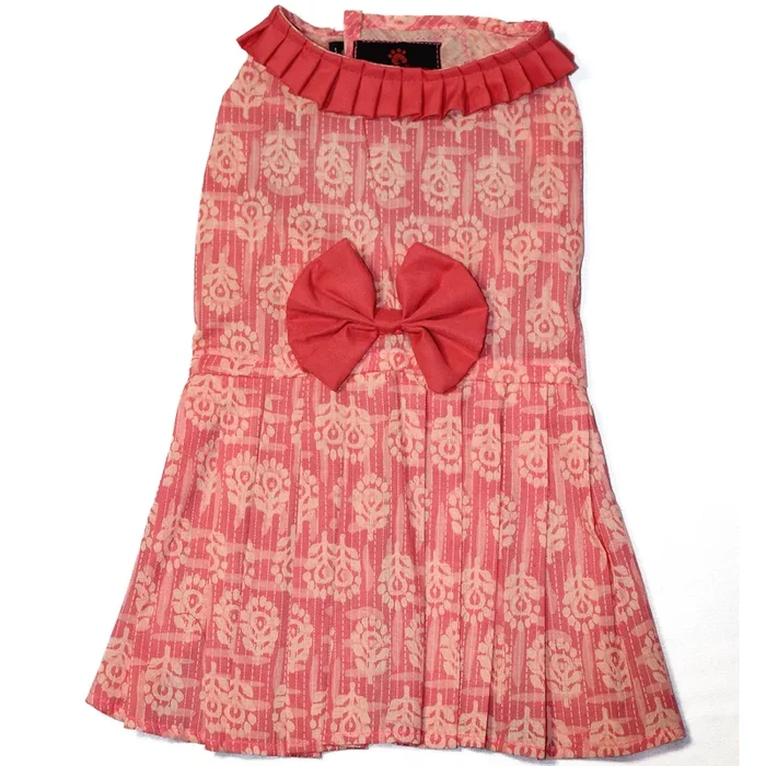 Pawgypets Block Print Dress for Dogs (Peach)