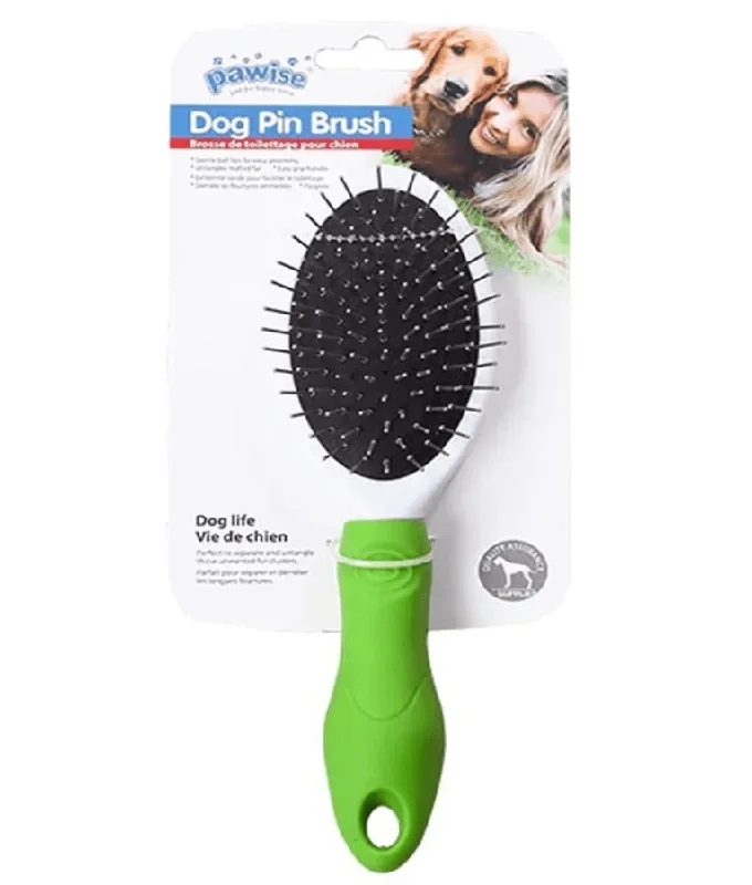 Pawise – Dog Pin Brush – Ball Tip Grooming Tool with Rubber Grip