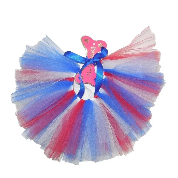 Pawpatu Tulle Dog Tutu – Red, White, and Blue