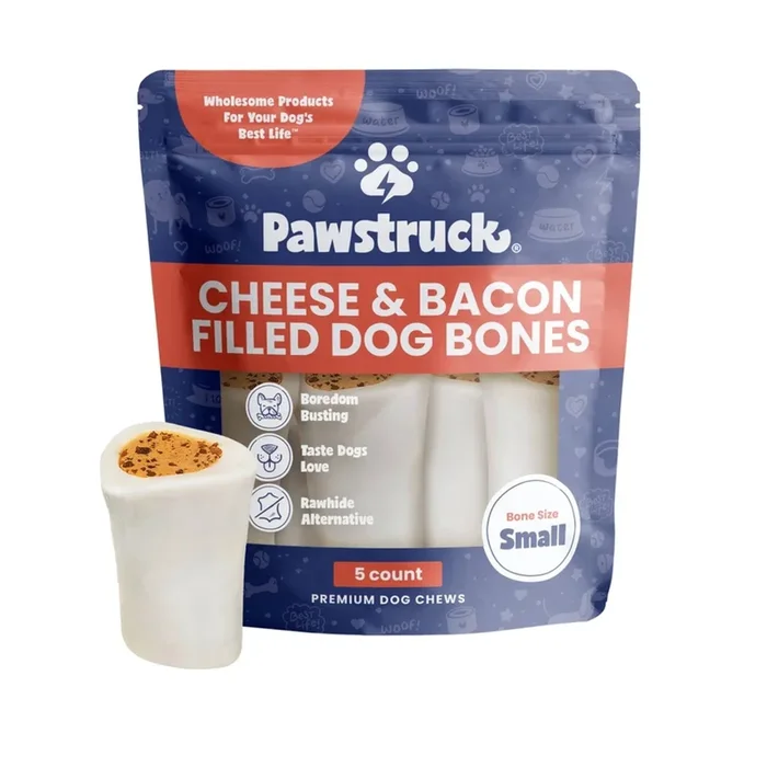Pawstruck Filled Bone Dog Treat – Cheese & Bacon