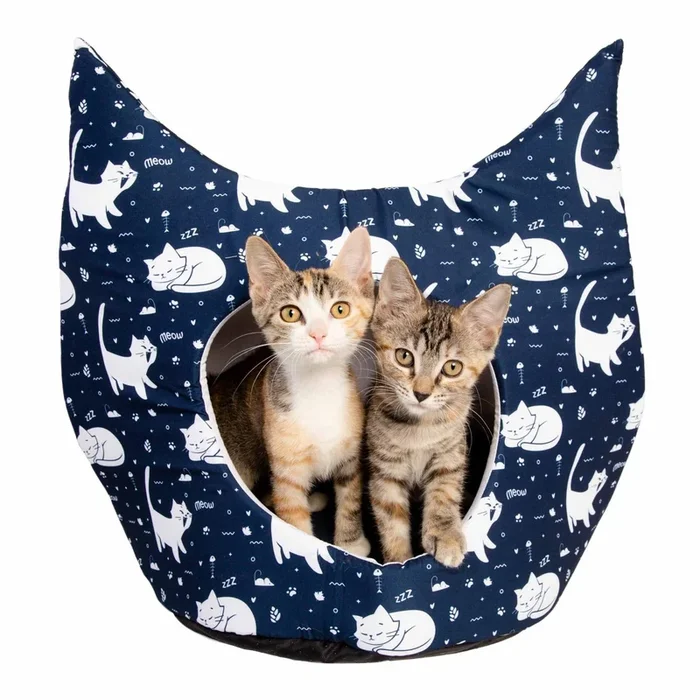 Pet Krewe Hooded Cat Bed – Navy