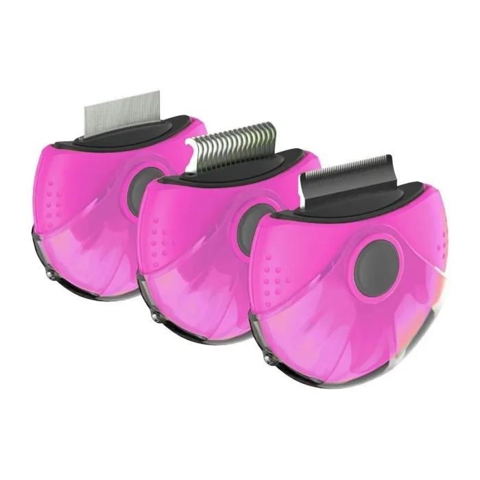Pet Life Axler Triple Rotating Rake Pet Comb – Pink
