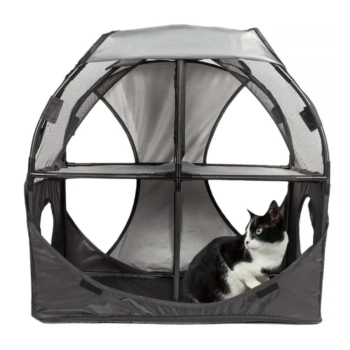 Pet Life Kitty-Play Interactive Maze Cat Maze House – Gray/Black