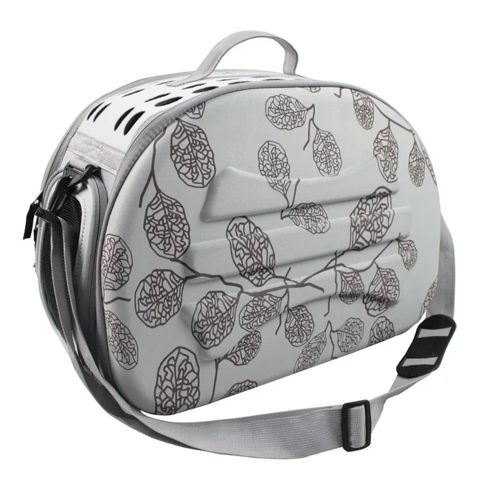 Pet Life Narrow Shelled Collapsible Military Grade Dog Carrier – Light Gray and Burgundy Leaf