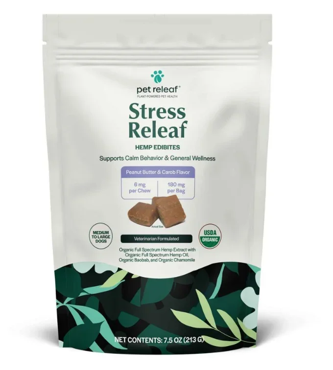 Pet Releaf Hemp Edibites Stress Relief Travel Size Treats, Peanut Butter