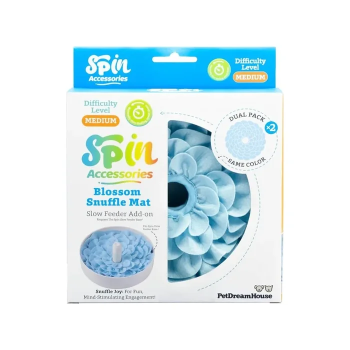PetDreamHouse SPIN Snuffle Mat Dog Slow Feeder – Blue Blossom 2 Pack
