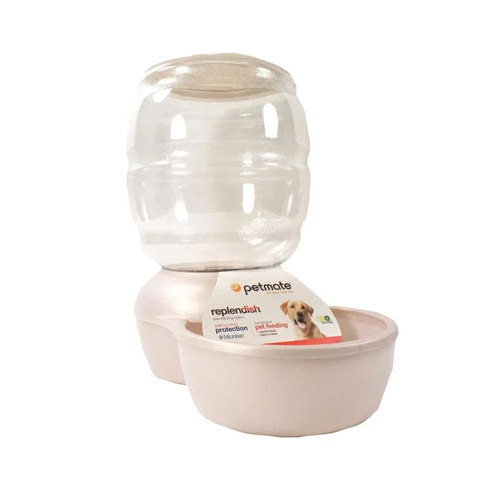 Petmate Replendish Automatic Dog & Cat Gravity Feeder with Microban Pearl Silver Grey Small